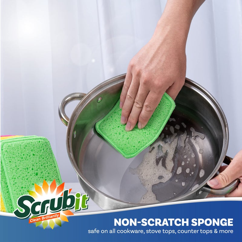 SCRUBIT Scrub and Wipe Cleaning Sponges [10 Pack] - SCRUBIT Dual Sided Scouring Pad and Sponge - Reusable Kitchen Scrubbing Sponges for Dishes, Pots, Pans Utensils & Non-Stick Cookware (Blue) - Image 4
